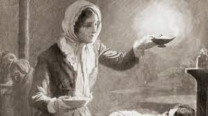 Florence Nightingale and her lamp.